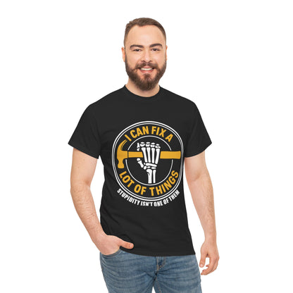 I Can Fix A Lot Of Things T-Shirt — Funny Mechanic Skeleton Wrench Tee