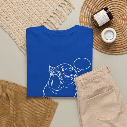 Chubby Mermaid Shell Phone Manatee T-Shirt