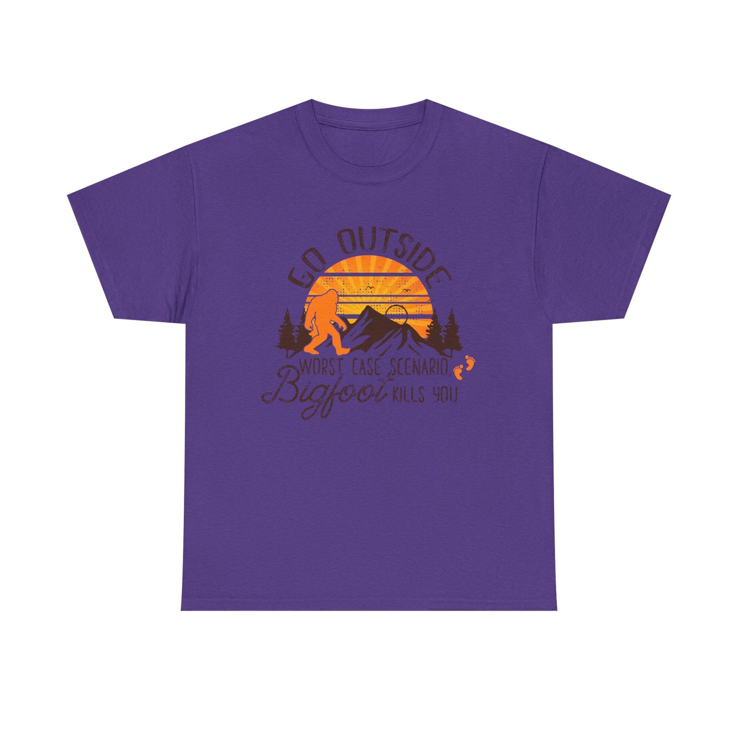 Go Outside Bigfoot Tee — Funny Outdoor Camping T‑Shirt (Worst Case Scenario Bigfoot Kills You)