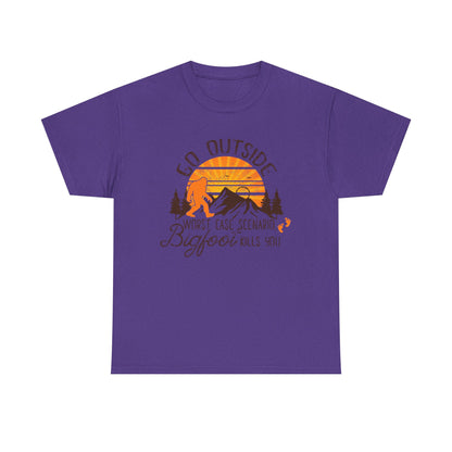Go Outside Bigfoot Tee — Funny Outdoor Camping T‑Shirt (Worst Case Scenario Bigfoot Kills You)