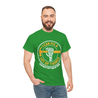 I Can Fix A Lot Of Things T-Shirt — Funny Mechanic Skeleton Wrench Tee