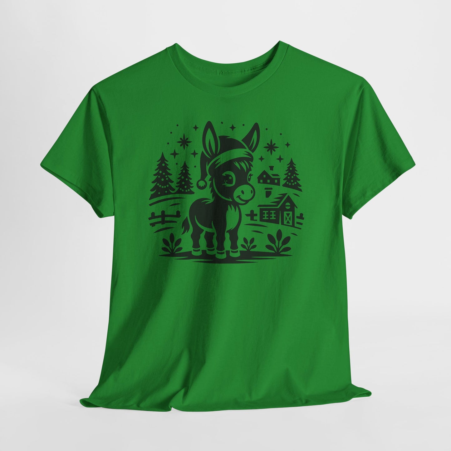 Donkey Farmhouse Christmas Tee — Cute Rustic Donkey Graphic T-Shirt