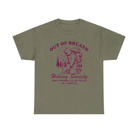 Hiking Tee — "Out of Breath" Hiking Society Graphic Shirt