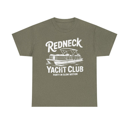 Redneck Yacht Club white T-Shirt — "Party in Slow Motion" Boating Tee