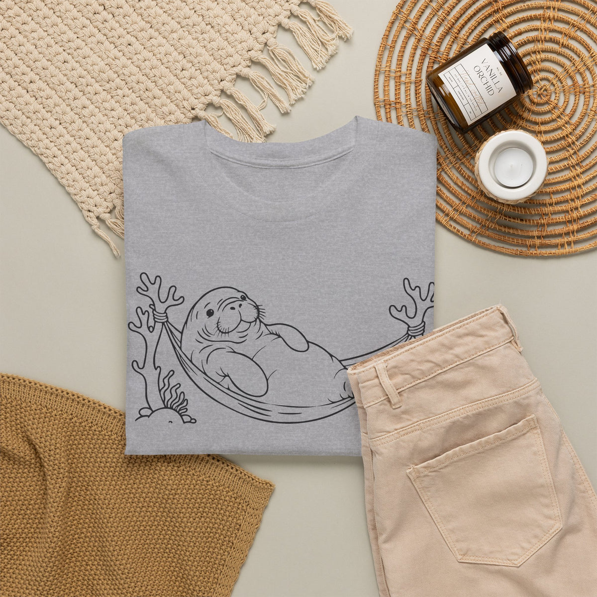 Chubby Mermaid Hammock Holiday Manatee T-Shirt