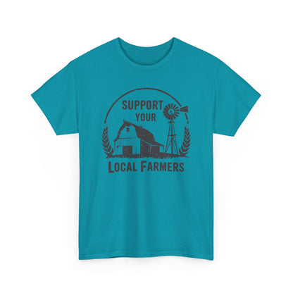 Support Your Local Farmers Tee — Rustic Farmhouse Barn & Windmill T‑Shirt