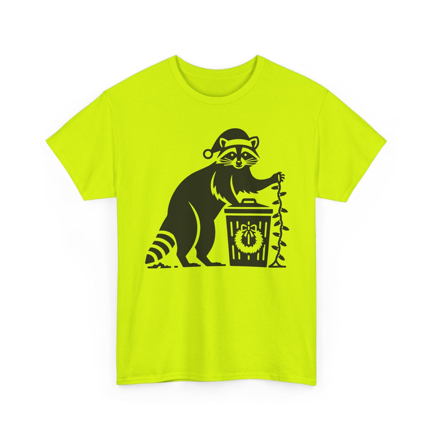 Raccoon With Christmas lights Graphic Tee — Cute Night Forest Animal Shirt