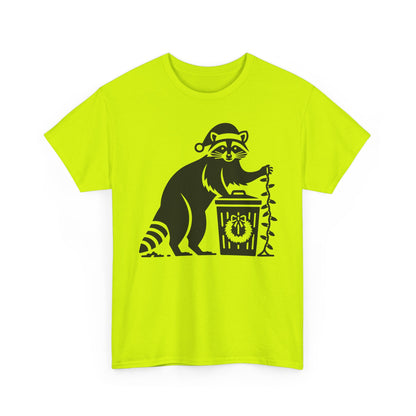 Raccoon With Christmas lights Graphic Tee — Cute Night Forest Animal Shirt