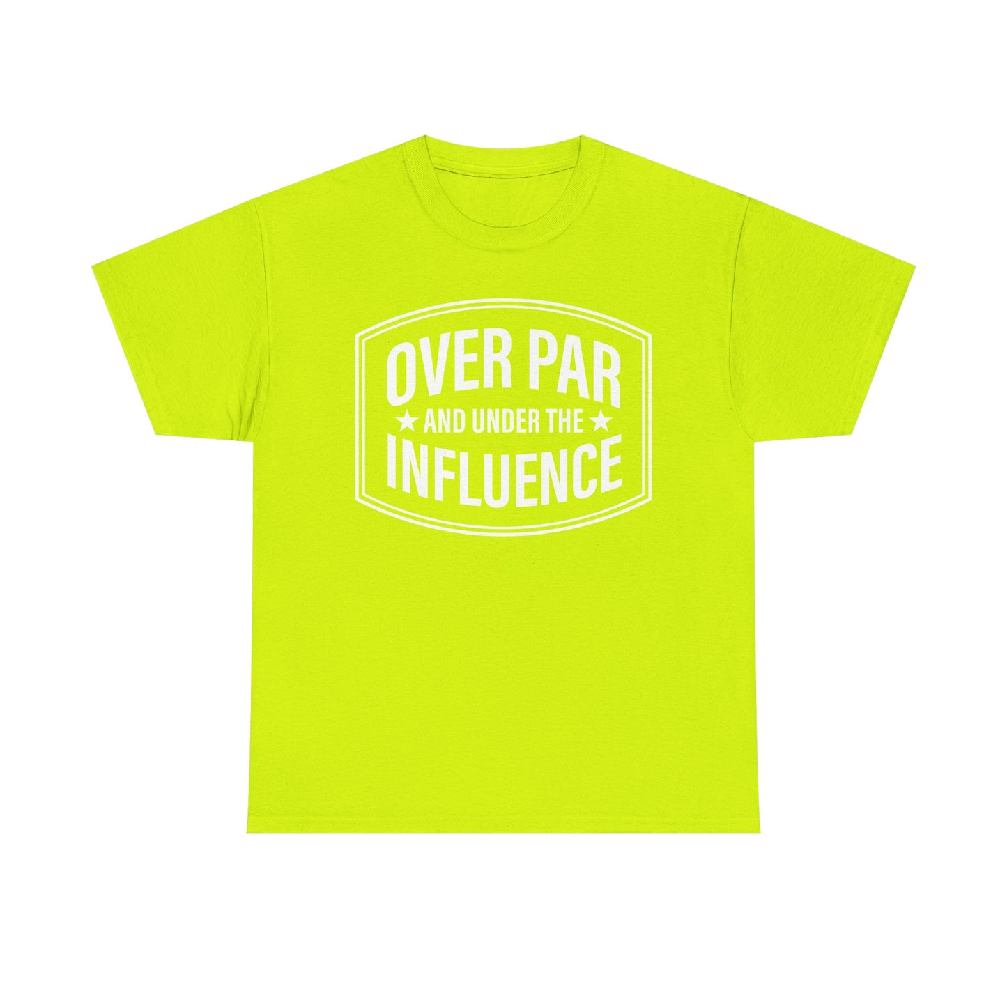Golf T-Shirt — "Over Par and Under the Influence" - White -Vintage Golf Humor Tee