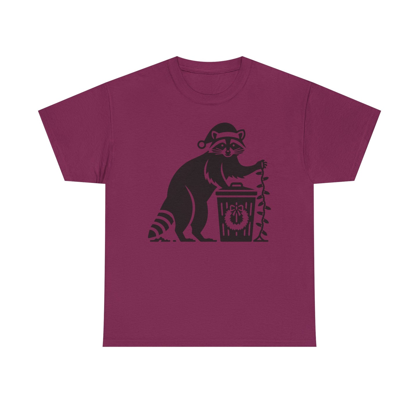 Raccoon With Christmas lights Graphic Tee — Cute Night Forest Animal Shirt