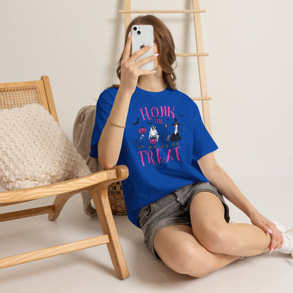 Honk or Treat Halloween Tee — Cute Costumed Dogs & Pink Lettering