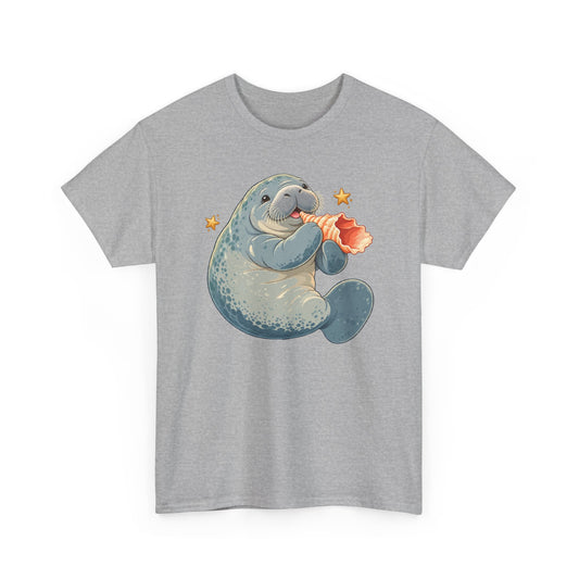 Chubby Mermaid Seashell Serenade Manatee T-Shirt