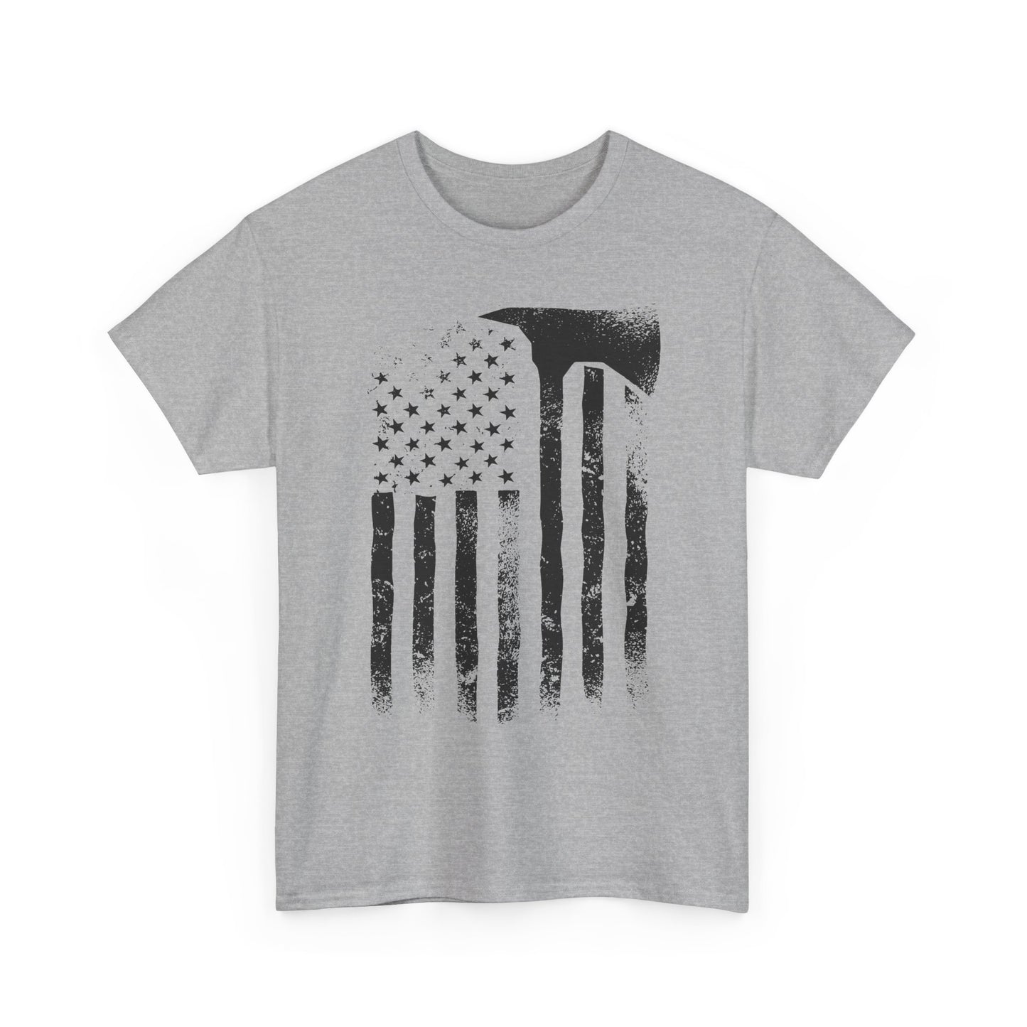 American Flag Axe T-Shirt — Distressed Patriotic Firefighter Tee