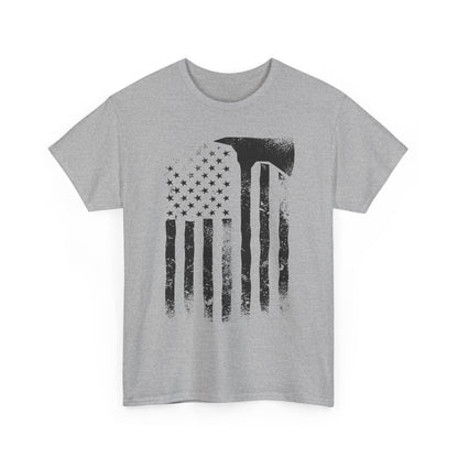 American Flag Axe T-Shirt — Distressed Patriotic Firefighter Tee