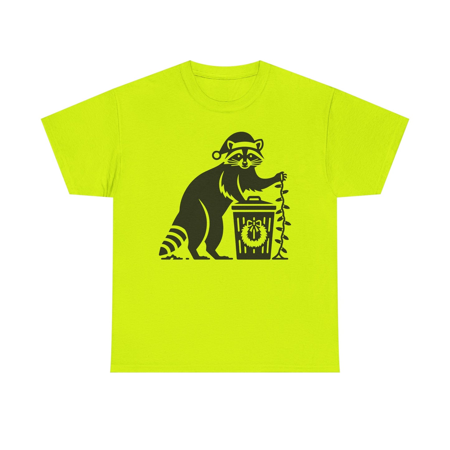 Raccoon With Christmas lights Graphic Tee — Cute Night Forest Animal Shirt
