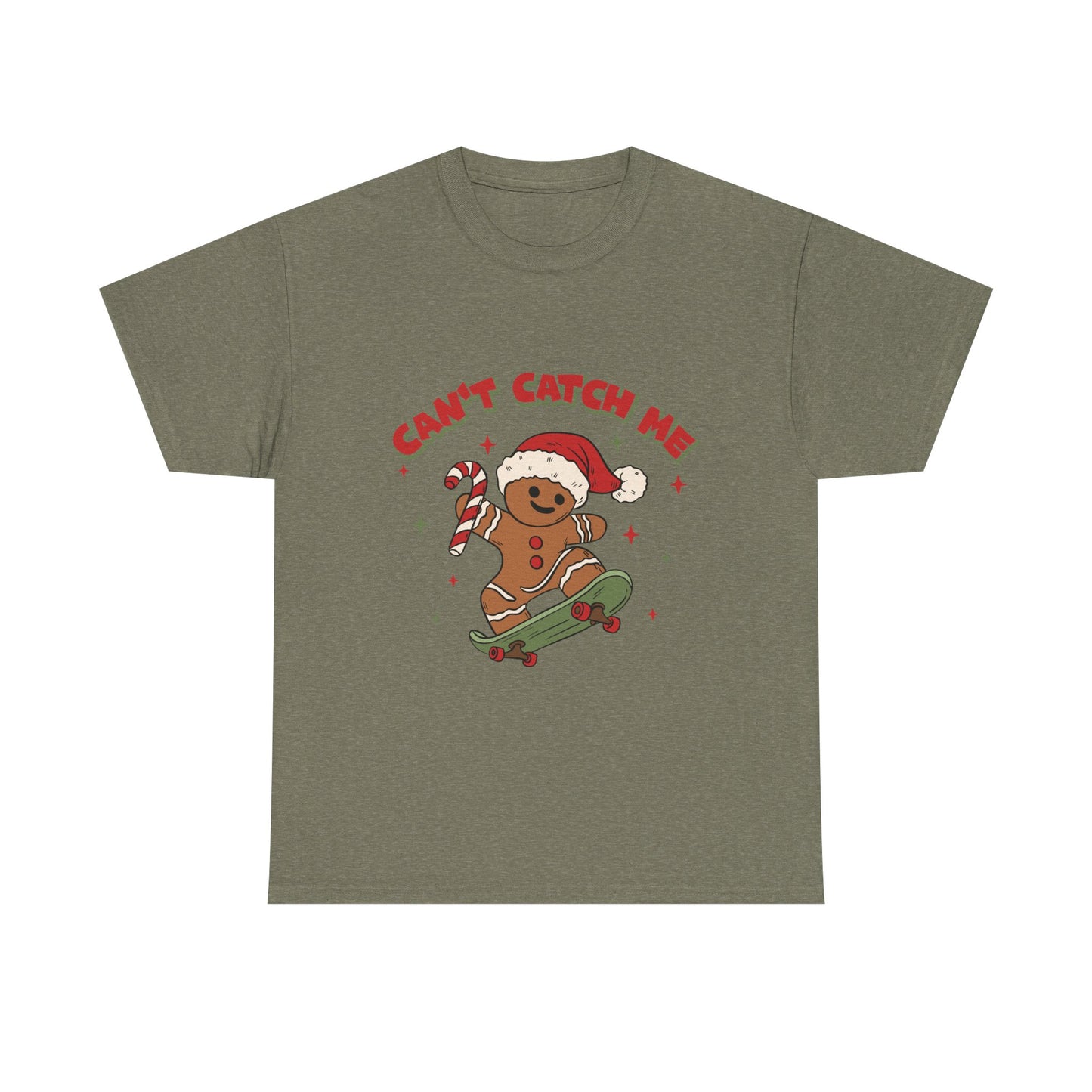 Gingerbread Skateboard Tee - "Can't Catch Me" Christmas T-Shirt