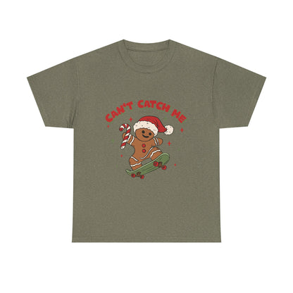 Gingerbread Skateboard Tee - "Can't Catch Me" Christmas T-Shirt