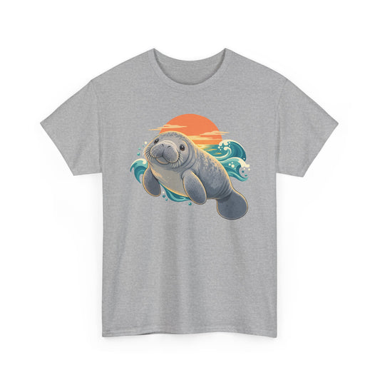 Chubby Mermaid Sunset Floater Manatee T-Shirt