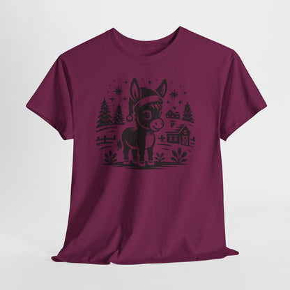 Donkey Farmhouse Christmas Tee — Cute Rustic Donkey Graphic T-Shirt