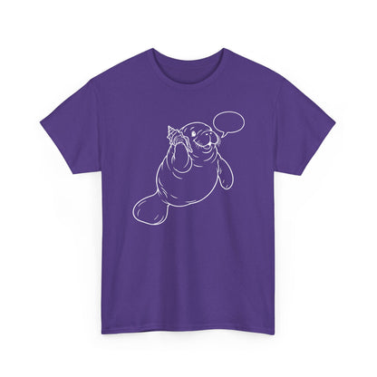 Chubby Mermaid Shell Phone Manatee T-Shirt