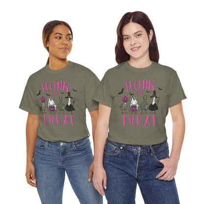 Honk or Treat Halloween Tee — Cute Costumed Dogs & Pink Lettering