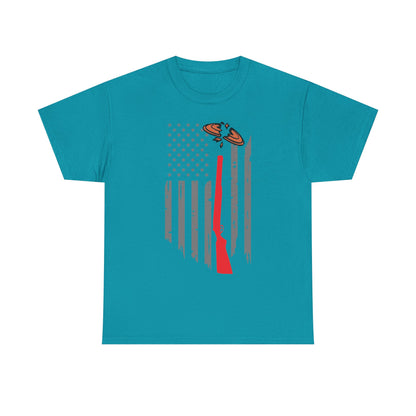 Rifle & Flag Graphic Tee — Patriotic Shooting Hunter Shirt