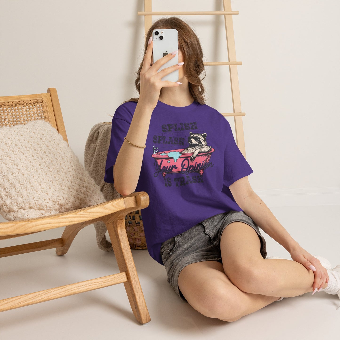 Graphic Tee — "Splish Splash Your Opinion Is Trash" Raccoon Bathtub Shirt