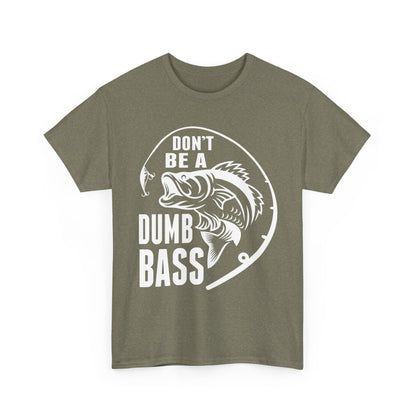 Fishing T-Shirt - White – "Don't Be a Dumb Bass" Graphic Tee for Anglers