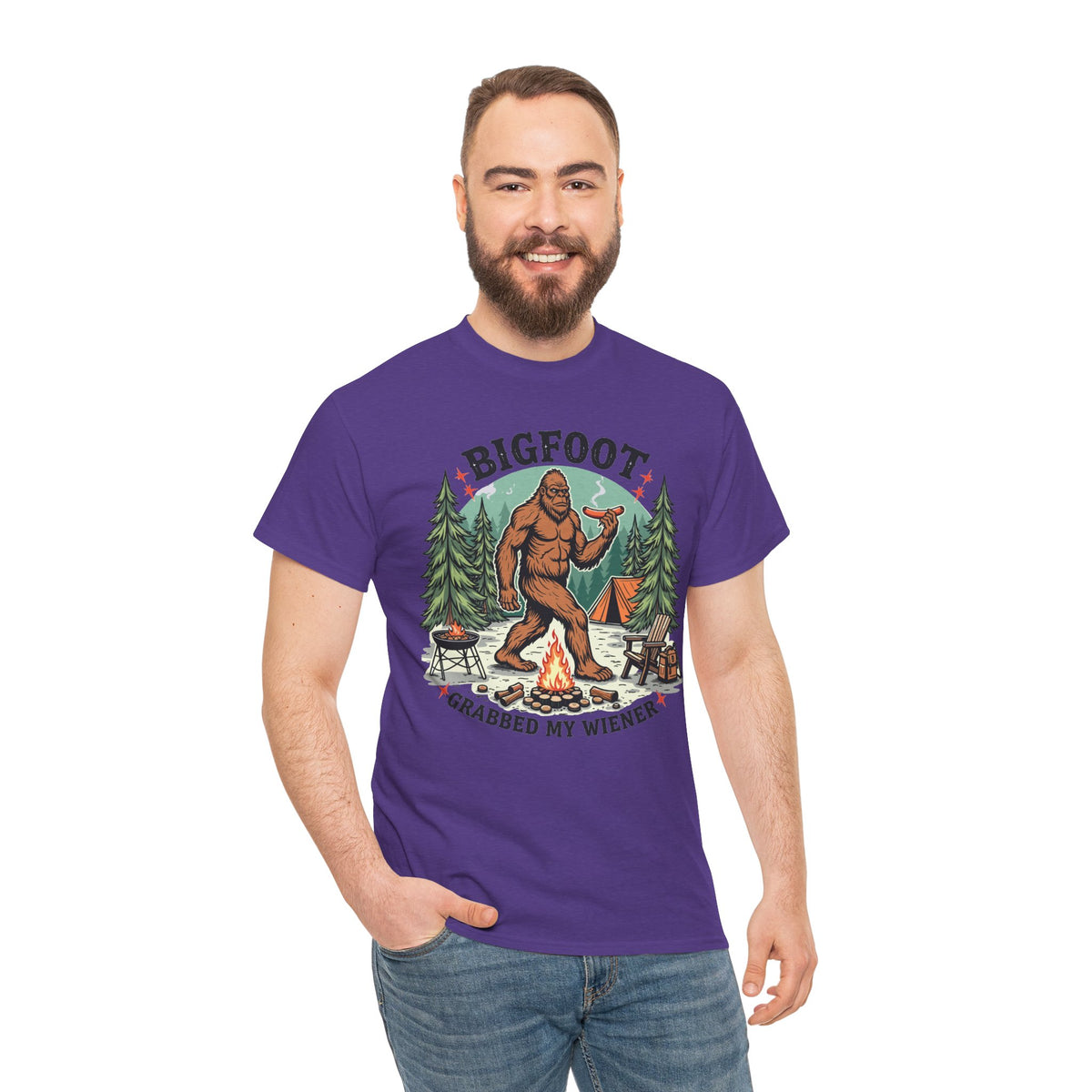 Bigfoot Grabbed My Wiener T-Shirt | Funny Camping Tee