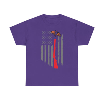 Rifle & Flag Graphic Tee — Patriotic Shooting Hunter Shirt
