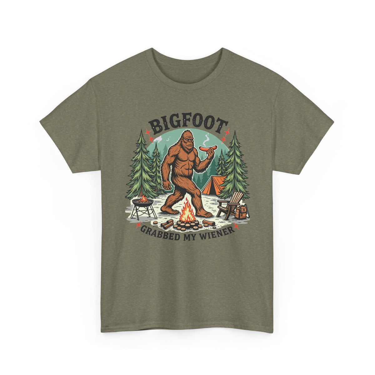 Bigfoot Grabbed My Wiener T-Shirt | Funny Camping Tee