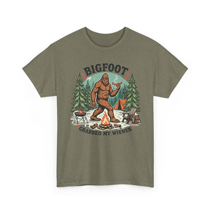 Bigfoot Grabbed My Wiener T-Shirt | Funny Camping Tee