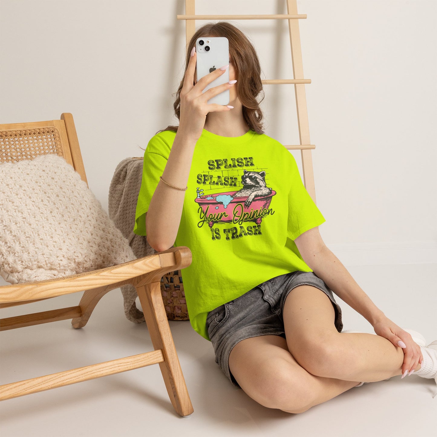 Graphic Tee — "Splish Splash Your Opinion Is Trash" Raccoon Bathtub Shirt