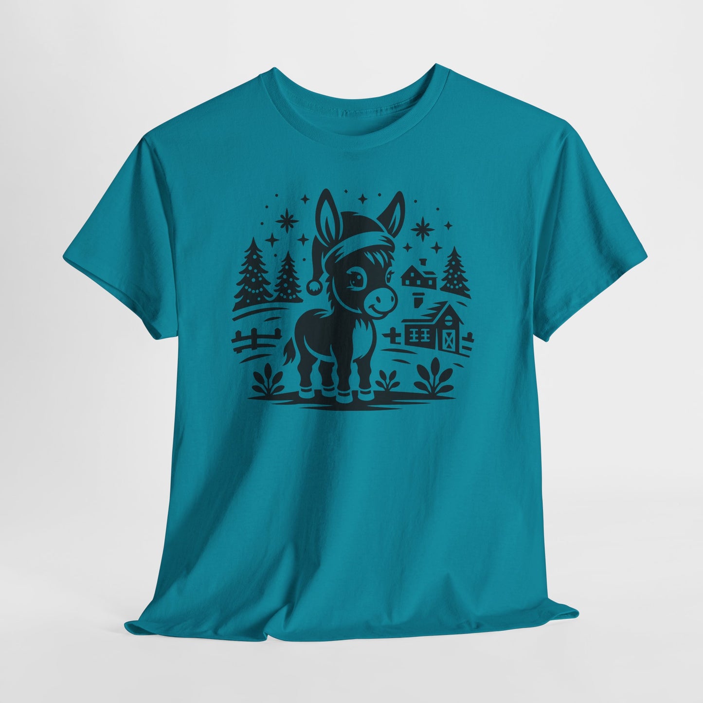 Donkey Farmhouse Christmas Tee — Cute Rustic Donkey Graphic T-Shirt