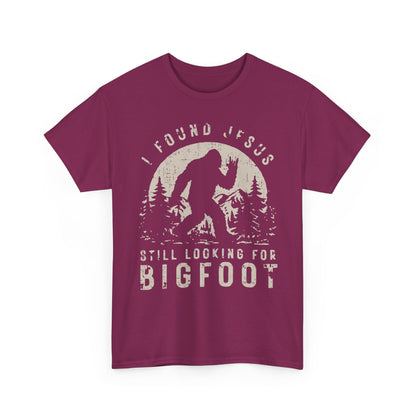 Bigfoot Graphic Tee -Tan — "I Found Jesus Still Looking for Bigfoot"